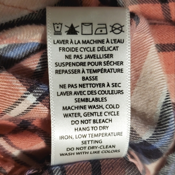 mySTYLE Plaid Flannel Button Down Shirt Hooded Oversized Long Sleeves Pink Blue - Picture 13 of 13